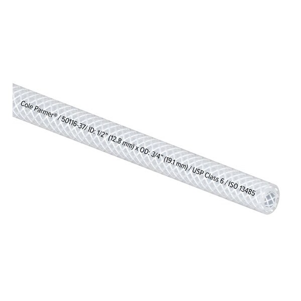 Cole Parmer Reinforced TPE Tubing, Clear, 1/2in ID x 3/4in OD; 50 Ft CP-FLXCBR8-12-50 - main
